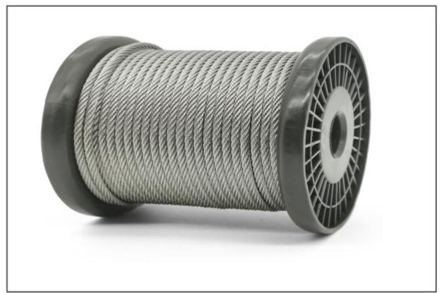 Stainless steel wire rope on spool